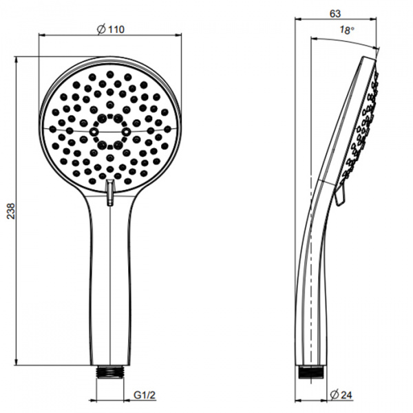 Carlo Frattini Wellness Ручной душ, 5 режимов, цвет: хром