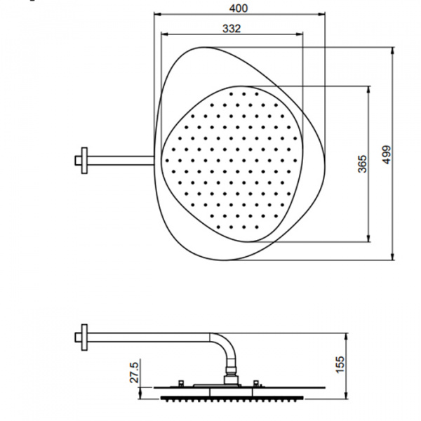 Carlo Frattini Wellness Верхний душ Cloud, в комплекте с настенным держателем 350 мм., верхняя пластина белая, цвет: белый матовый/хром