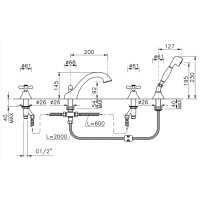 Nicolazzi Nuova Brenta Смеситель на борт ванны на 4 отверстия, с душевой лейкой, излив: 200мм, цвет: Gold Brass