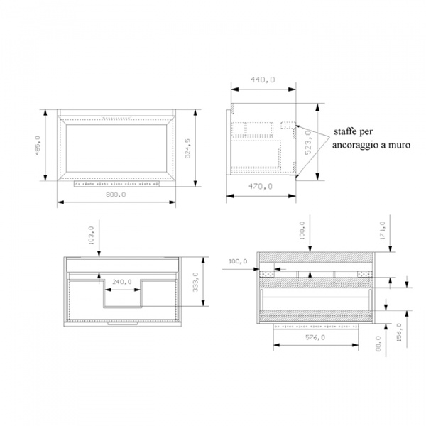 EBAN Paola Комплект мебели Filo, 81см, цвет: PERGAMON