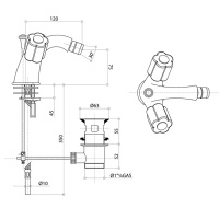 Смеситель для биде Bongio Fleur Blanc, цвет: хром/белый фарфор