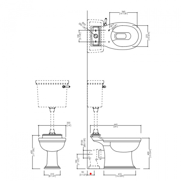Devon&Devon Rose Унитаз 66х35.5см, с низкой трубой цвет хром