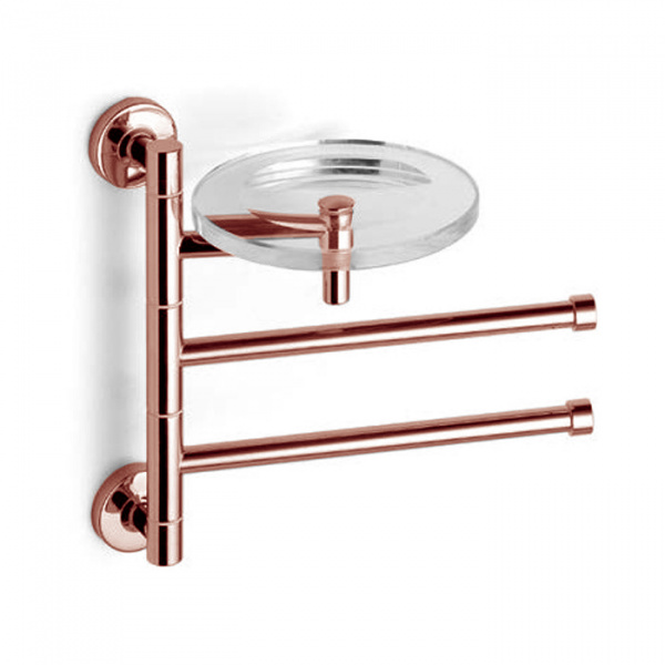 Bertocci Cinquecento Полотенцедержатель поворотный, двойной 23 см с мыльницей, подвесной, цвет: розовое золото