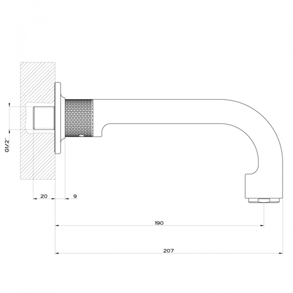 Gessi Inciso+ Излив для ванны с удаленным управлением. цвет: black XL