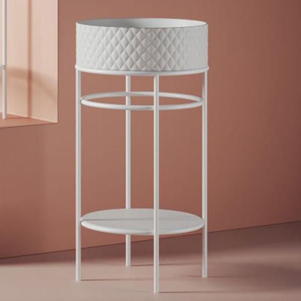 Artceram VOGUE Металическая структура Ø44хh72,5см для раковин Rombo без отв. под смеситель, с керамической полочкой, цвет: белый матовый