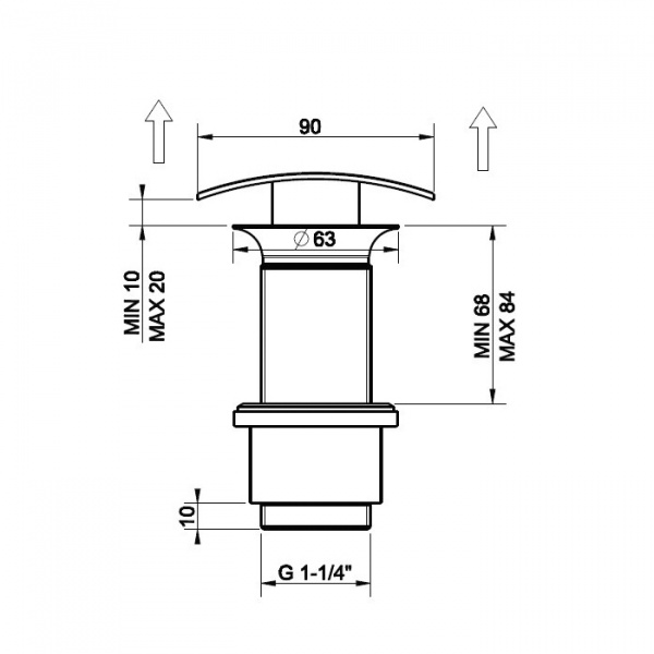 Gessi Автоматический донный клапан “Stop&Go” для раковины без перелива, цвет: хром