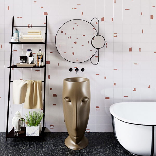 Kerasan Artwork Раковина 45х51х94.5 см, без отв., свободностоящая &quotMOLOCO&quot, слив в стену, цвет: Bruno matt