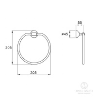 Stella Roma Полотенцедержатель кольцо 20.5см., подвесной 603 цвет: хром