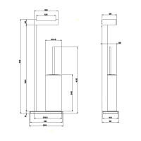 Gessi Rettangolo Стойка с держателем 61.4см., для туалетной бумаги и ершиком, напольная, цвет: хром/черный