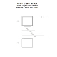 SIMAS AGILE Тумба подвесная 100x46xh40 см, для раковины AG101., 1 ящик, ручка матовый хром, цвет: LAVA