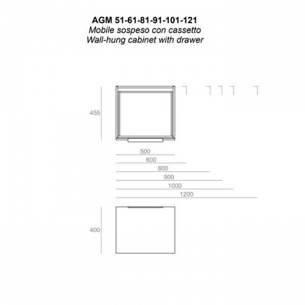 SIMAS AGILE Тумба подвесная 100x46xh40 см, для раковины AG101., 1 ящик, ручка матовый хром, цвет: LAVA
