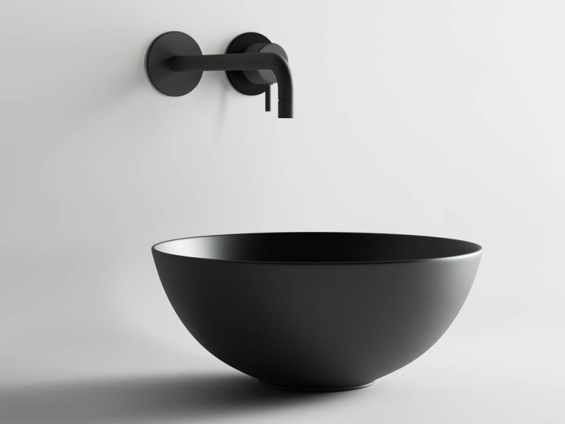 Умывальник чаша накладная круглая (цвет Чёрный Матовый) Element 358*358*155мм Ceramica Nova черный матовый CN6004