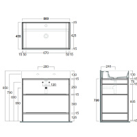 Simas Agile Структура металлическая 81x46xh72см, напольная, для раковины с 1 отв., AG81, с 2 полками, цвет: черный матовый