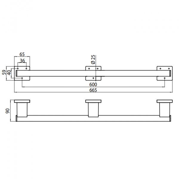 EMCO System2 Поручень, 665мм, подвесной, цвет: хром
