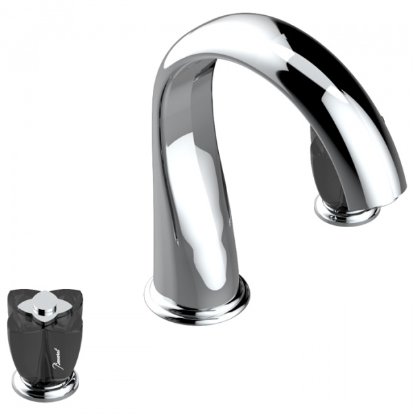THG Petale de Cristal noir Смеситель для ванны, 3 отв., цвет: хром/черный хрусталь