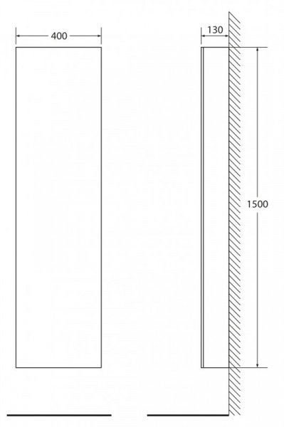 Зеркальный шкаф с распашной дверью, с двусторонним стеклянным полотном, со стеклянными полками BB400CRS