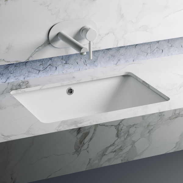 Умывальник прямоугольный встраиваемый под столешницу Element 550*400*185мм, с крепежом и шаблоном для установки Ceramica Nova белый 