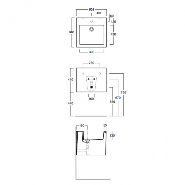 SIMAS Frozen Раковина 50.5х50 см, 1 отв., цвет: белый