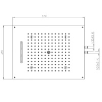 BOSSINI DREAM/2 Верхний душ 570 x 470 мм, с 4 LED RGB, 2 режима (дождь, каскад), блок питания/управления, Cromoterapia, цвет: никель шлифованный