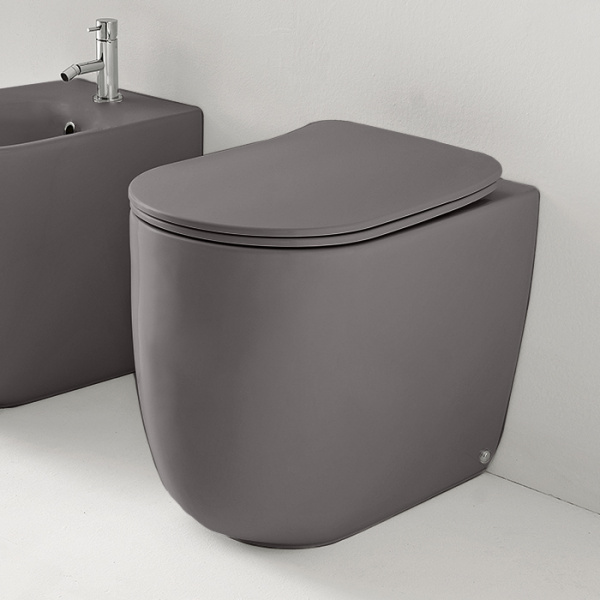 Kerasan Nolita Унитаз безободковый пристенный 55х35 см, с креплениями WB5N, цвет: Ferro matt