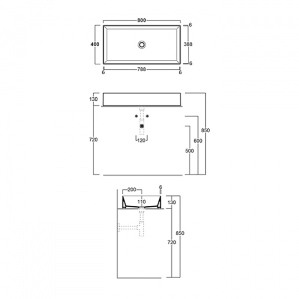 Simas Agile Раковина 80х40 см, без отв., на столешницу, без перелива, цвет: белый
