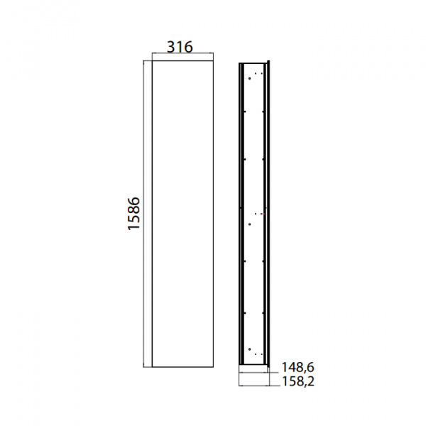 EMCO Asis 2.0 Модуль встраиваемый, LED-подсветка 4 полки, дверь правая/левая, цвет: белый ELS