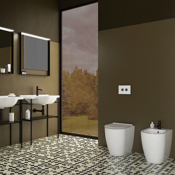 Globo Mode Унитаз напольный безободковый 53х34х43 см, слив универсальный, цвет: белый