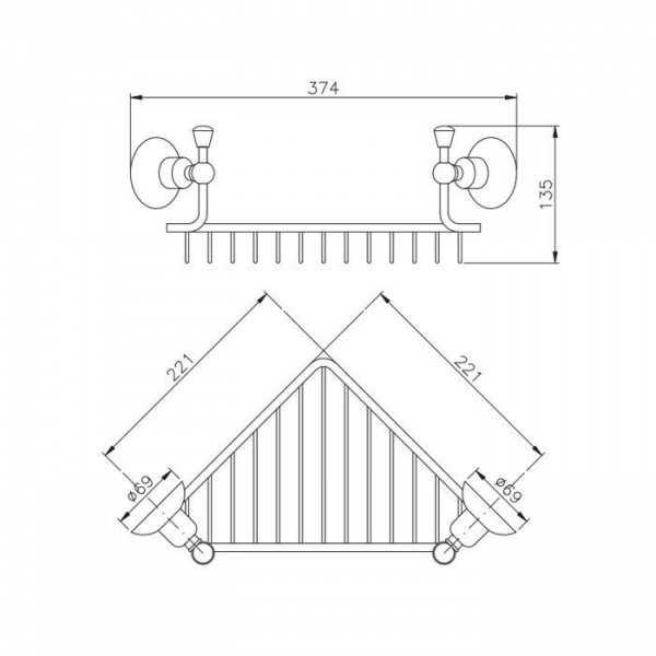 Nicolazzi Cristallo Di Rocca Полочка-решетка угловая, подвесной, цвет: золото
