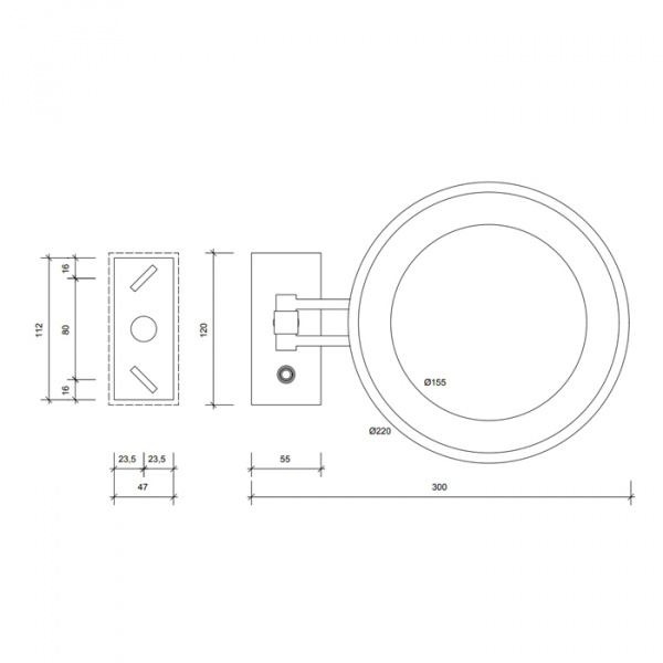 Decor Walther BS 36/V LED Косметическое зеркало 22см, подвесное, увел. 5x, подсветка LED, цвет: золото