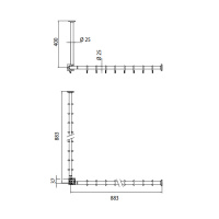 EMCO System2 Угловая штанга для душевой занавески 900мм, подвесной, цвет: хром