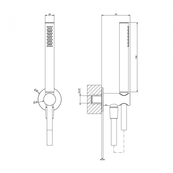 GESSI 316 Душевой комплект, + вывод, держатель, шланг 1,50 м и душевая лейка, цвет: Black XL