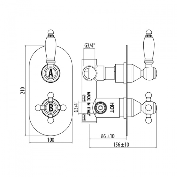 Gattoni Termostatici Термостатический смеситель для душа Vivaldi Thermo, цвет: бронза