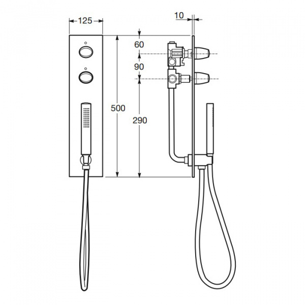 Armani Roca Island Комплект встр душ сист.: термостат на  2 источника, 2 форсунки (внешние части), цвет: черный