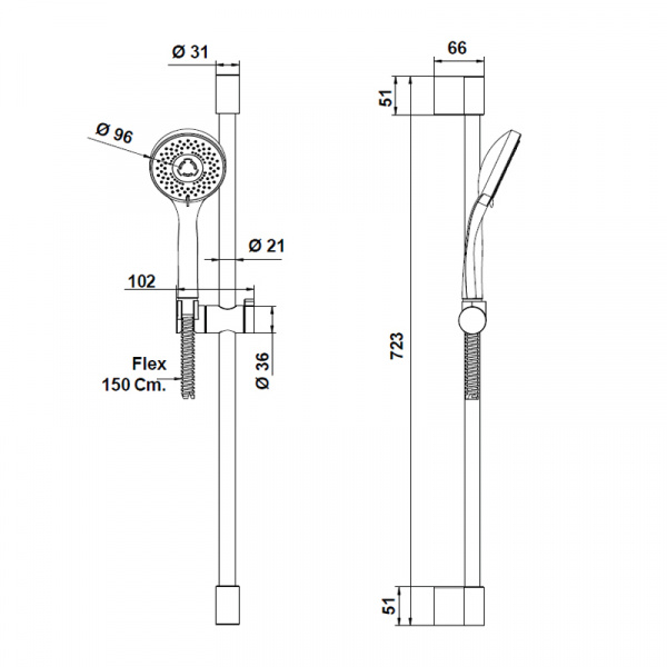 Душевой набор Bongio Pi7, цвет: хром
