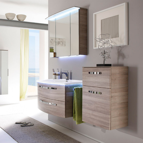 Pelipal Solitaire 7005 Комплект мебели с зеркальным шкафчиком с подсветкой, 80см, Цвет: дуб Сан-Ремо