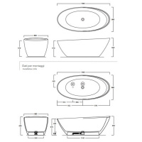 Simas Bohemien Ванна отдельностоящая, из Crystal Tech 190*88*66 см со сливной арматурой