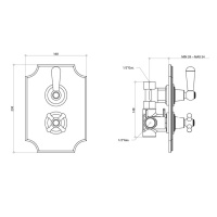 Смеситель термостатический для душа Bongio Oxford Lux, цвет: золото/белый фарфор