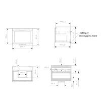 EBAN Paola комплект мебели, с раковиной Slim и зеркалом Filo, 61см, Цвет: PERGAMON