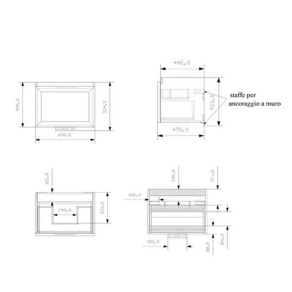 EBAN Paola комплект мебели, с раковиной Slim и зеркалом Filo, 61см, Цвет: PERGAMON