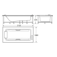 Armani Roca Island Встраиваемая ванна 214.5х110x57см термостат руч. душ, Hide-Flow, ручки, мягкий подголовник
