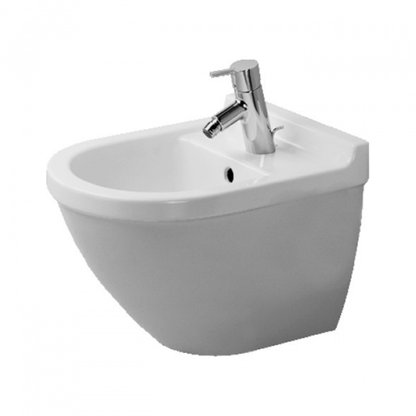 Duravit Starck 3 Биде подвесное 47.5х36см, с 1 отв под смеситель, крепления Durafix, (без инсталл крепление 006500), цвет: белый