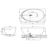 Antonio Lupi Eclipse Ванна овальная из камня, отдельностоящая, 185х95,5х53см