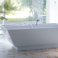 Burgbad Senza Ванна отдельностоящая прямоугольная 180x85x57.5 см, выравнивающая рама,со слив переливом Multiplex в отделке хром,  