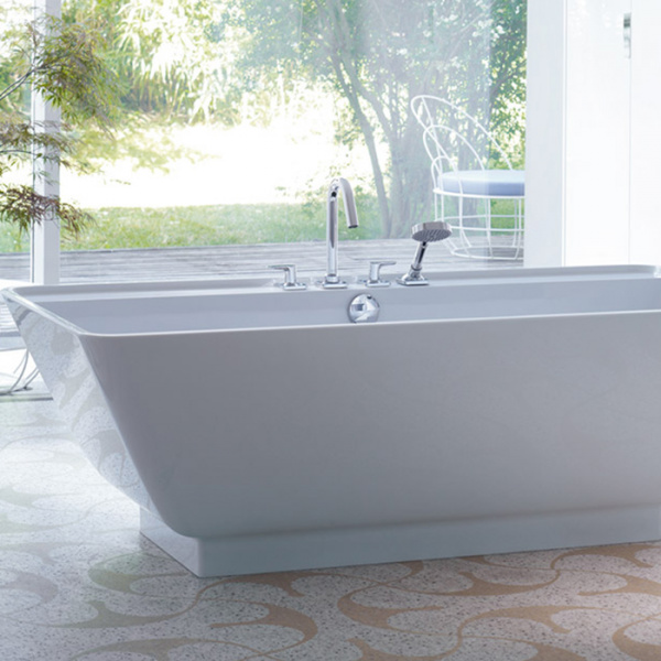 Burgbad Senza Ванна отдельностоящая прямоугольная 180x85x57.5 см, выравнивающая рама,со слив переливом Multiplex в отделке хром,  