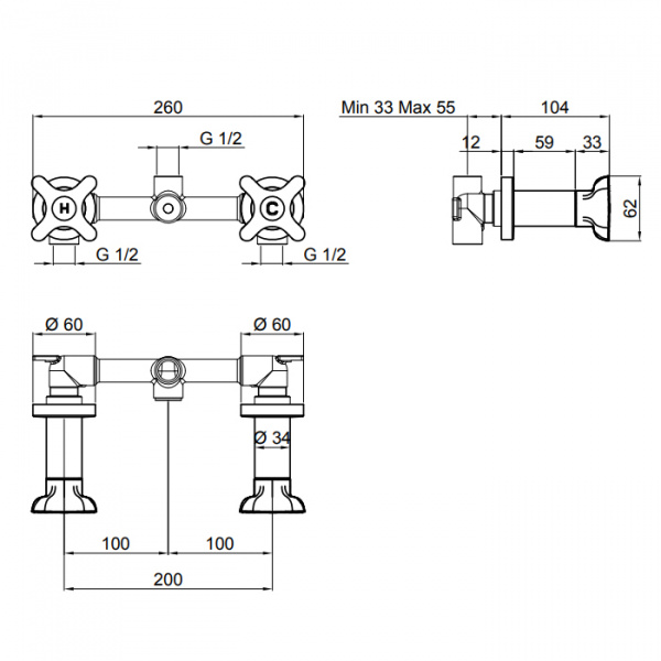 Antonio Lupi Timbro Встроенный смеситель для душа, на 2 отв., цвет: хром