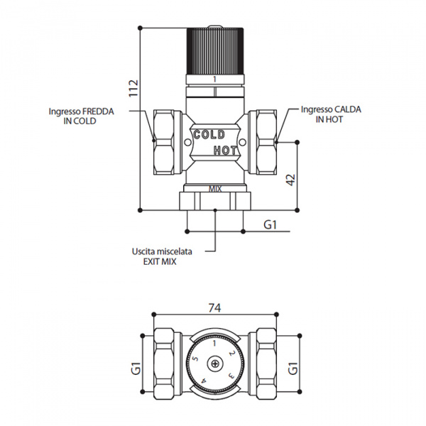 Термостатический клапан для смешивания воды Bongio Elettronici