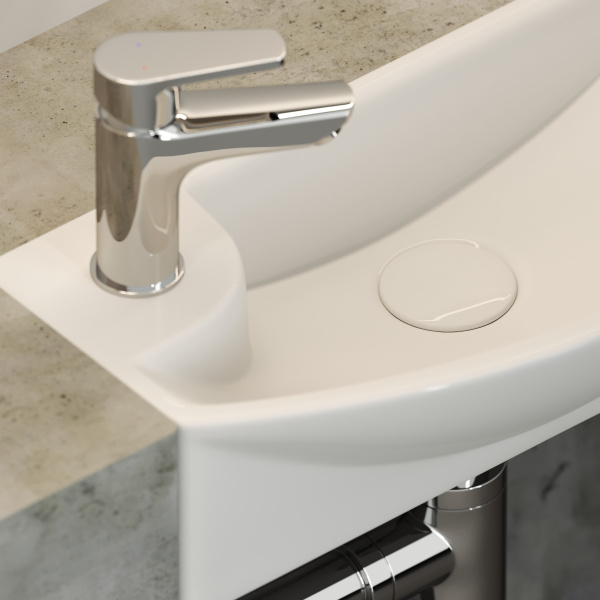 Умывальник подвесной прямоугольный с крепежом (чаша справа, отверстие под смеситель слева) Element 455*220*130мм Ceramica Nova белый 