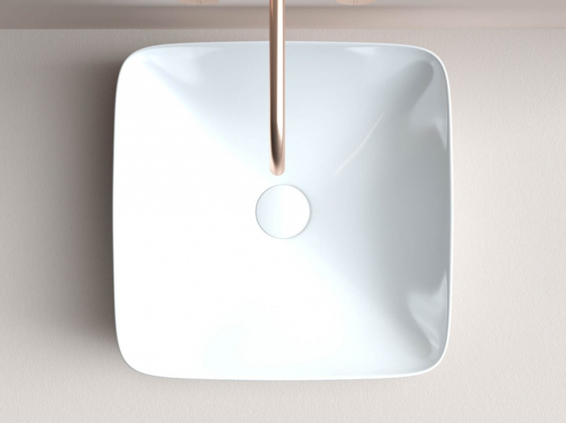 Умывальник чаша FORM накладная квадратная 410*410*145мм Ceramica Nova белый CN2002