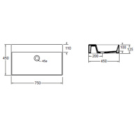 AZZURRA ELEGANCE Раковина 75х45 см, без отв., подвесная/накладная, цвет: белый