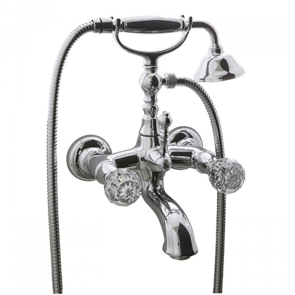Carlo Frattini Elizabeth Chic Смеситель для ванны с душевым комплектом, ручки Swarovski, цвет: хром